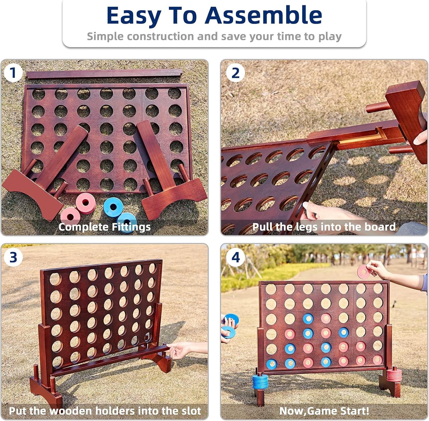 Giant Wooden 4‑in‑a‑Row Game, Indoor/Outdoor