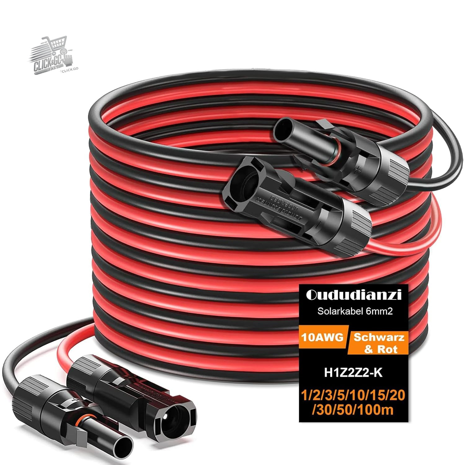 Solar cable 6mm photovoltaic 3m black red extension panel inverter 6 mmq
