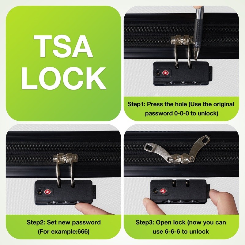 Lightweight Hardside Carry-On Luggage W/ 360° Spinner Wheels TSA Approved Lock