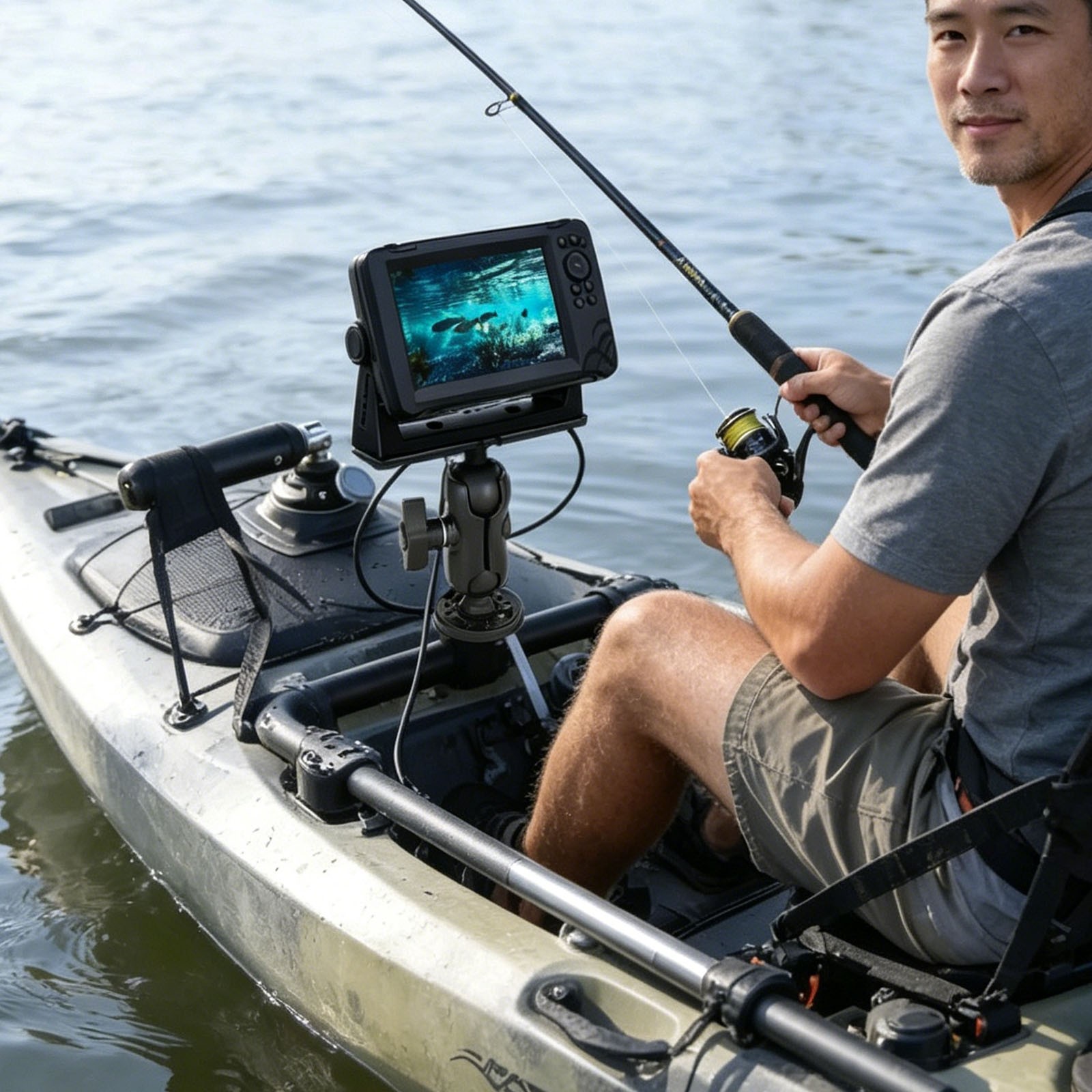 Quick-Release Adjustable Fish Finder Mount 360° Rotation Fits for Lowrance Boat