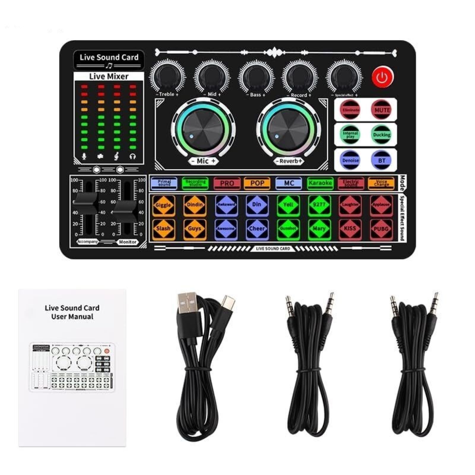 1 Set Live Sound Card F999 High Quality Recording Equipment For Live Broadcasts