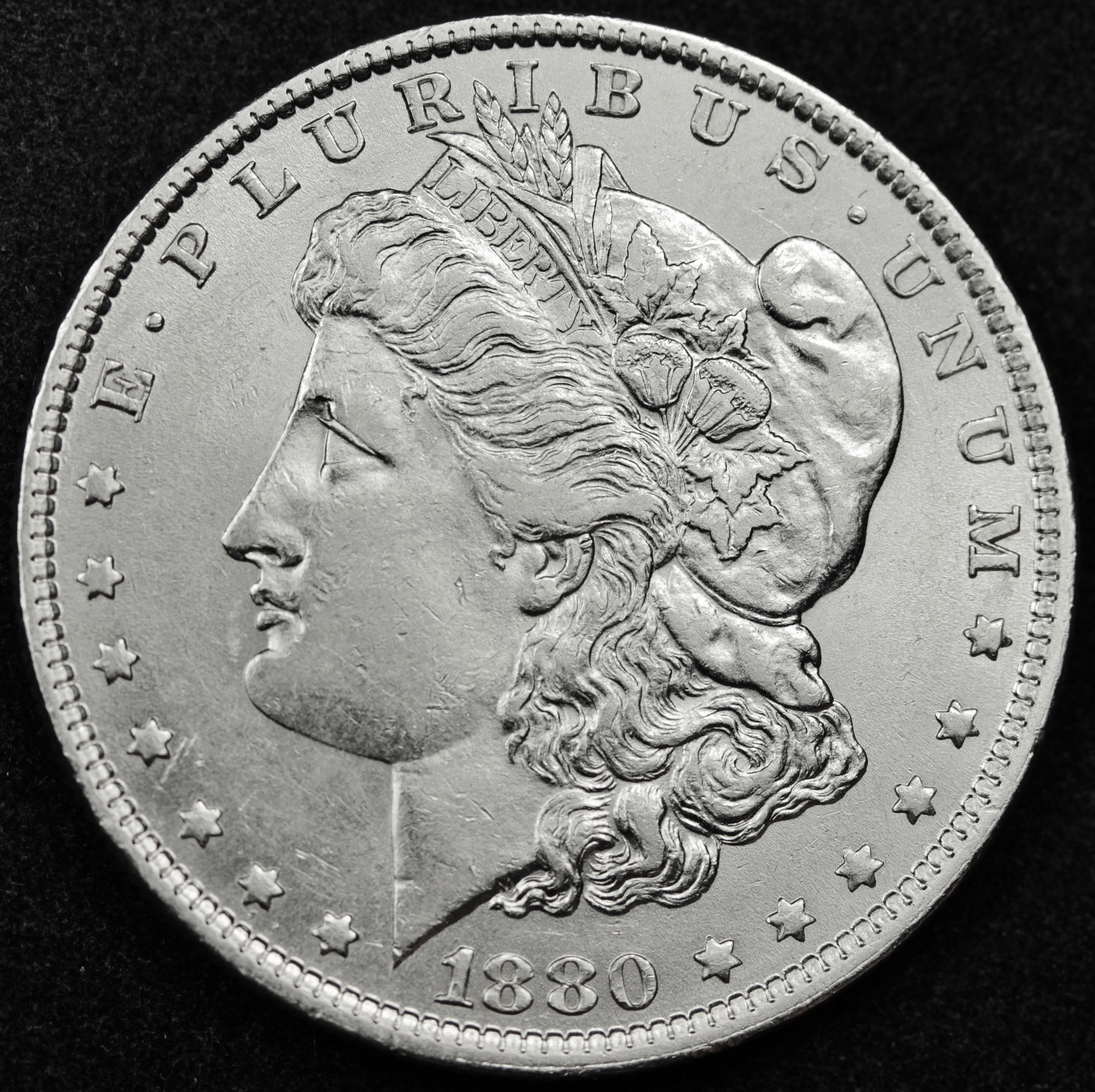 1880-o Morgan Silver Dollar. Full Chest Feathers  High Grade.  (Inventory A)