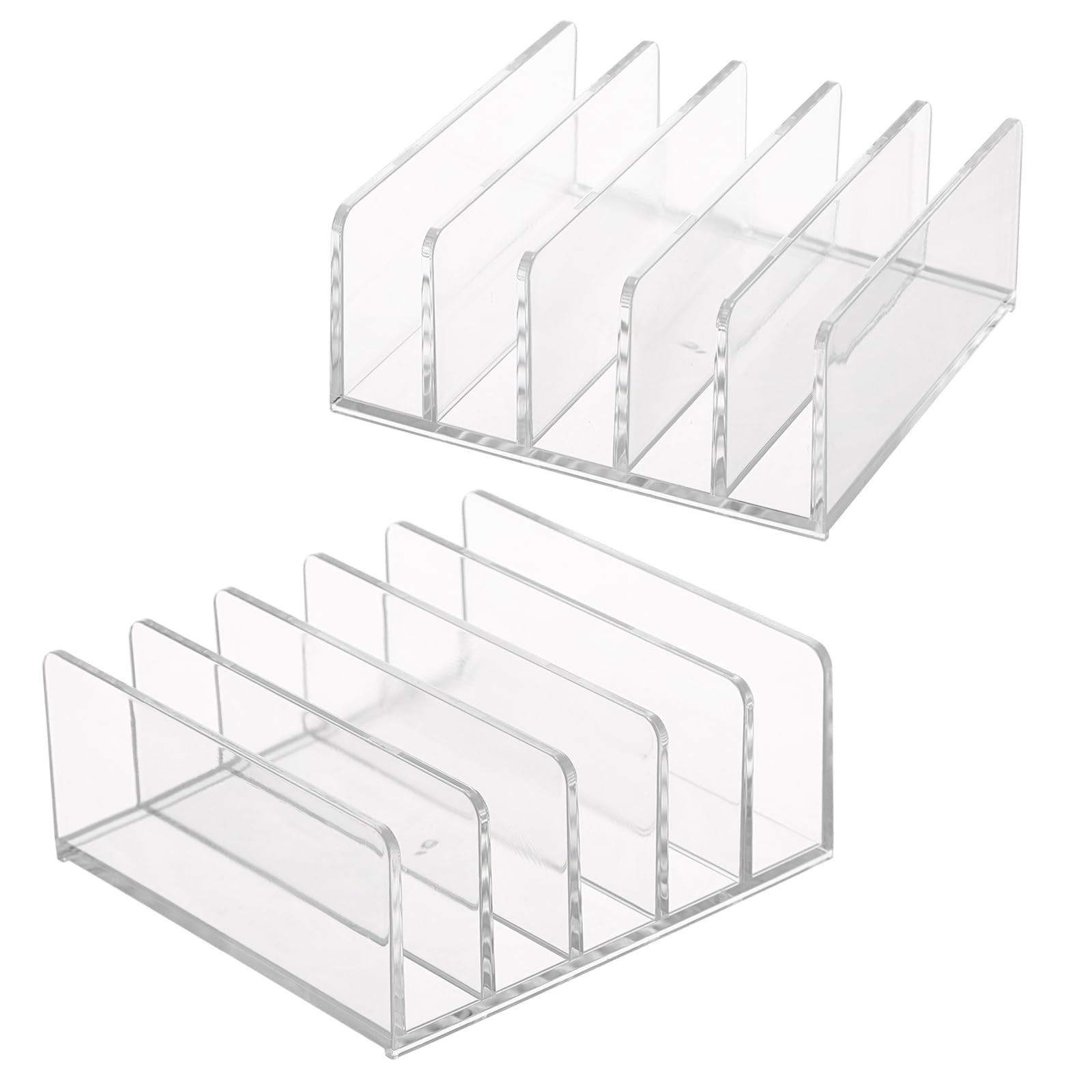 Hipiwe 2-Pack Acrylic File Organizer for Sorting Mail - 5 Slots Transparent