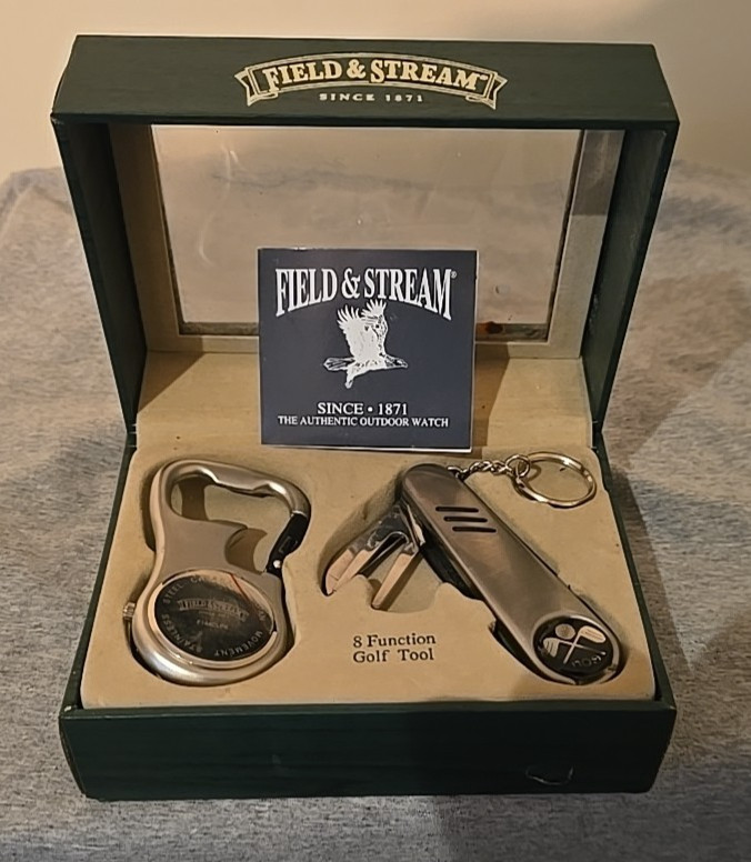 Field & Stream Men's Watch and 8-Function Golf Tool gift set box damaged