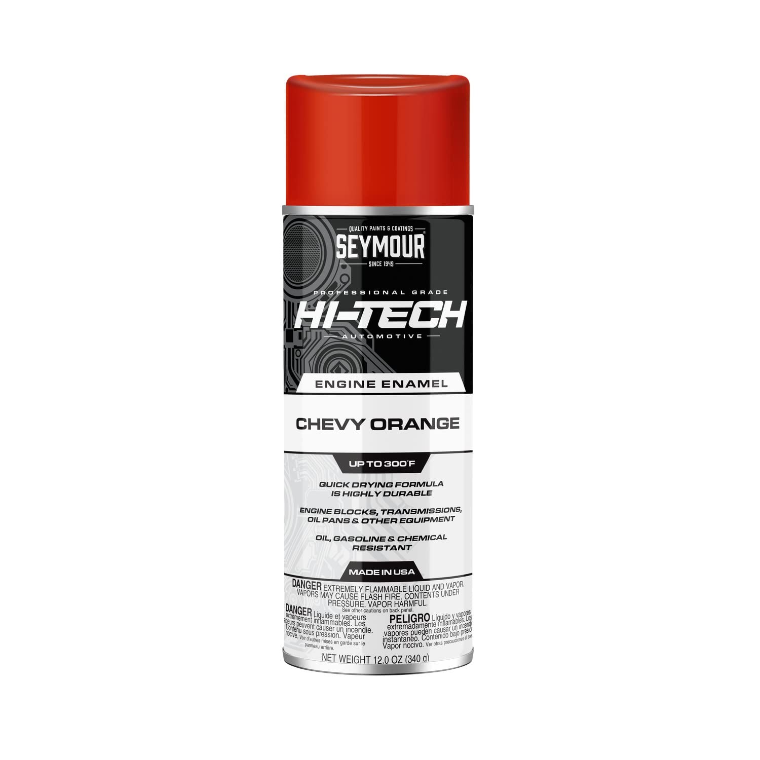 Hi Tech Engine Enamel 12 Ounce Chevy Orange Heat Resistant Spray Paint