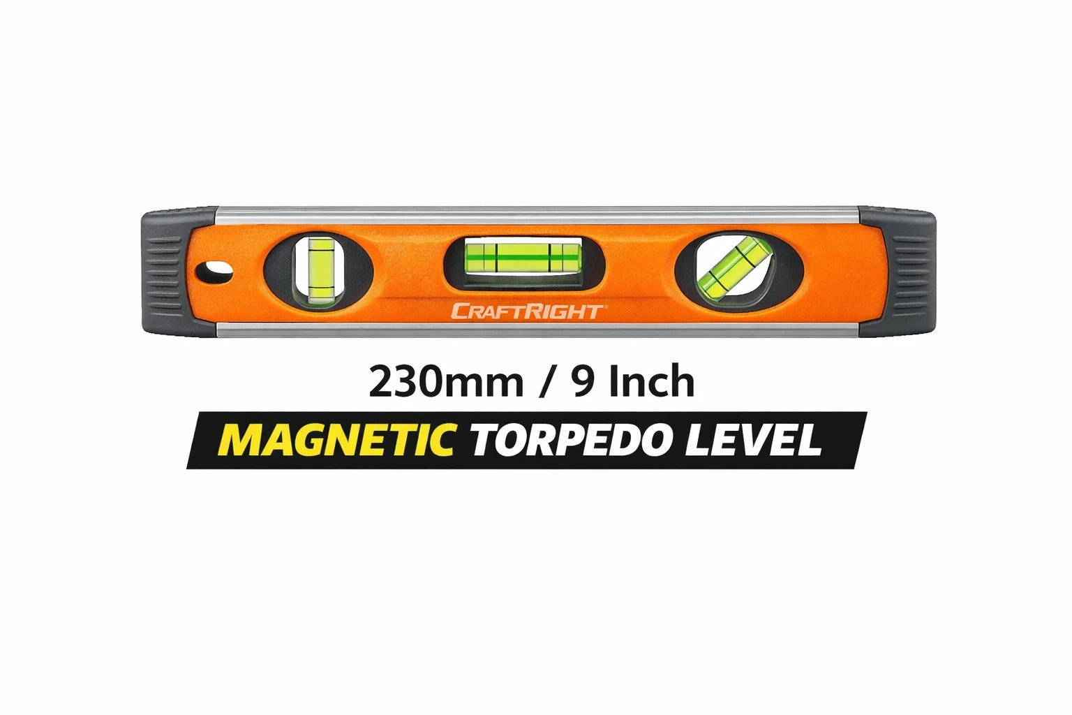 Craftright 230mm Magnetic Torpedo Level  3-Vial  Plumb  Level 45°  DIY FREE SHIP