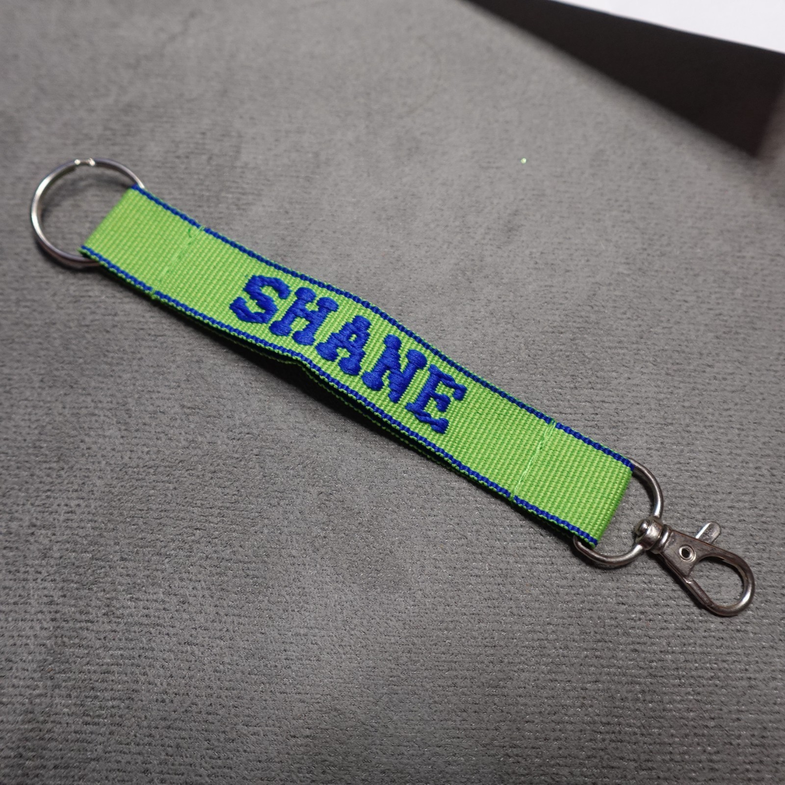 Shane Lanyard Key Strap Keychain Personalized Novelty Name Gift Green Blue