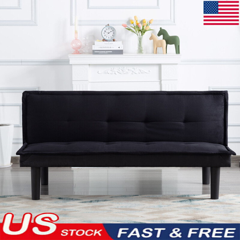 63in Adjustable Futon Sofa Bed Faux Suede Upholstered Modern Sleeper Couch Futon