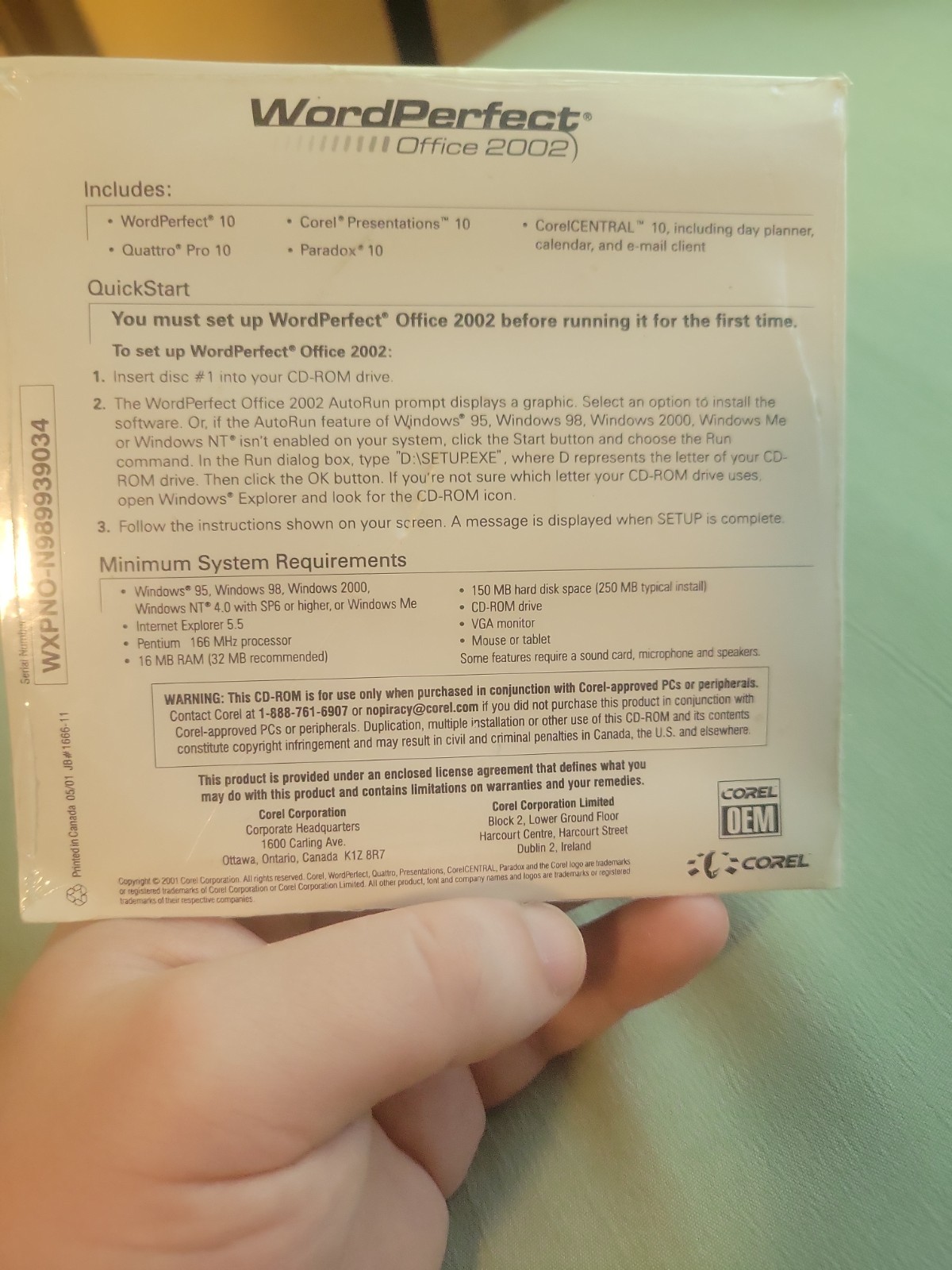 Word Perfect 2002 Corel Oem Sealed Disc