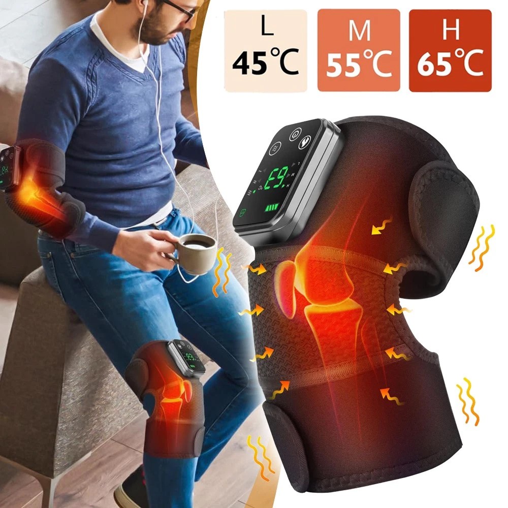 Cordless Red Light Heated Knee Joint Massager Therapy Pain Relief with Vibration