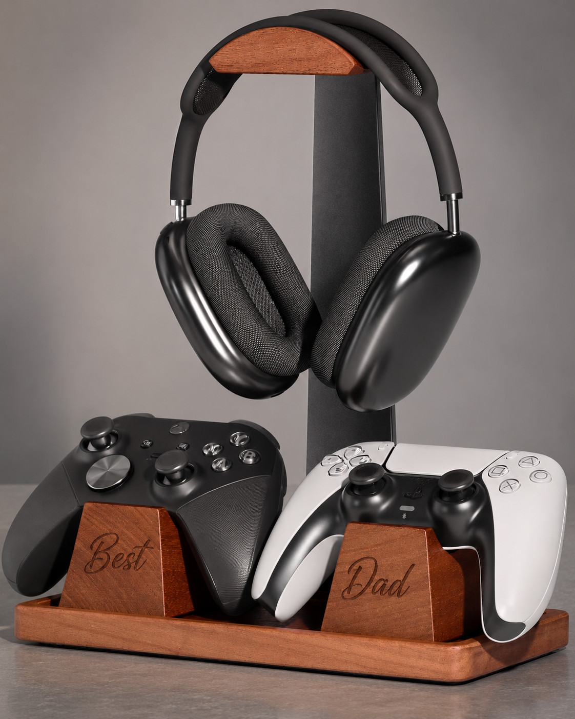 Caspe Headset Stand for Desk Headphone Stand Wood Personalized Father's Day Gift