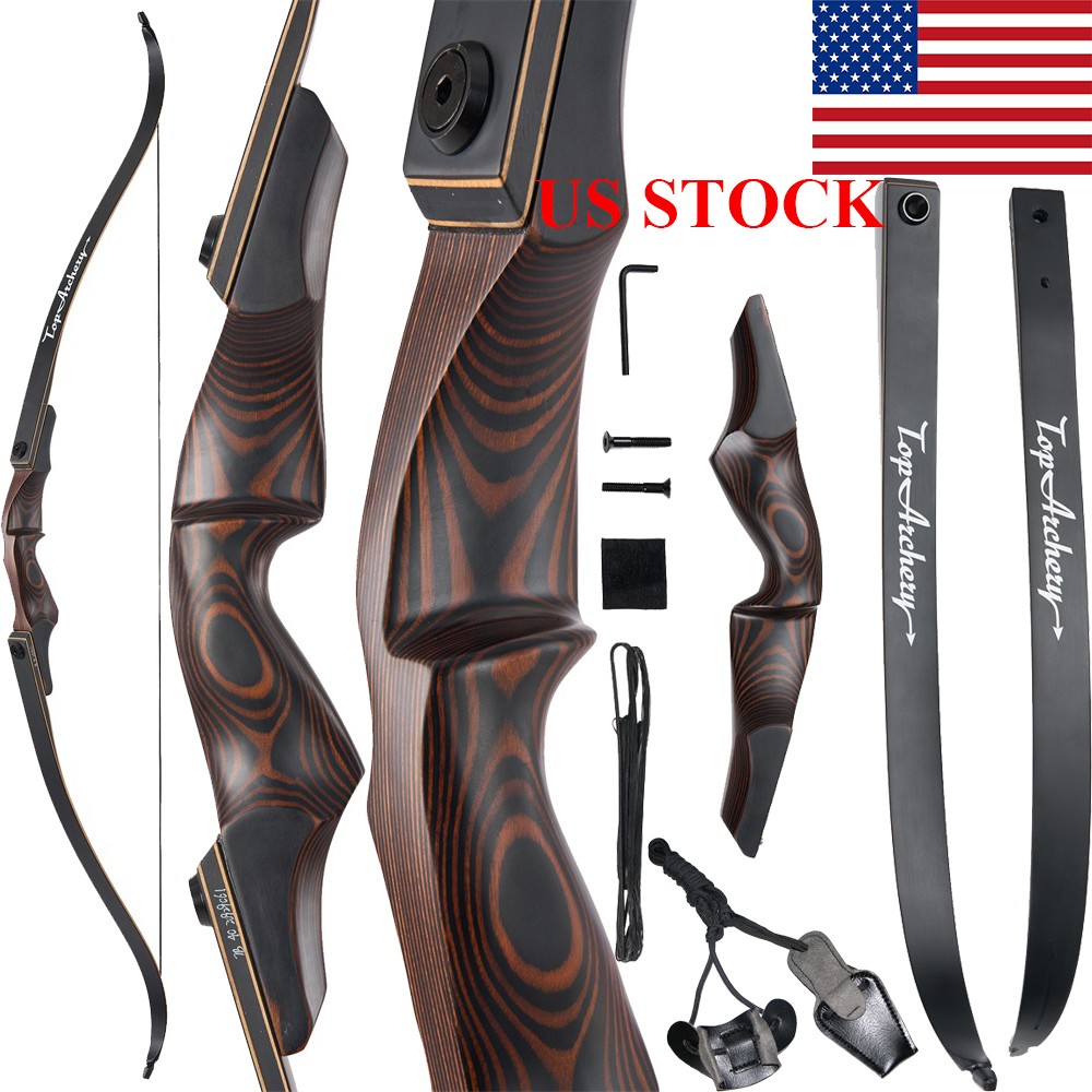 60'' Archery Takedown Recurve Bow RH 30-55lb 15'' Wooden Riser Hunting Target
