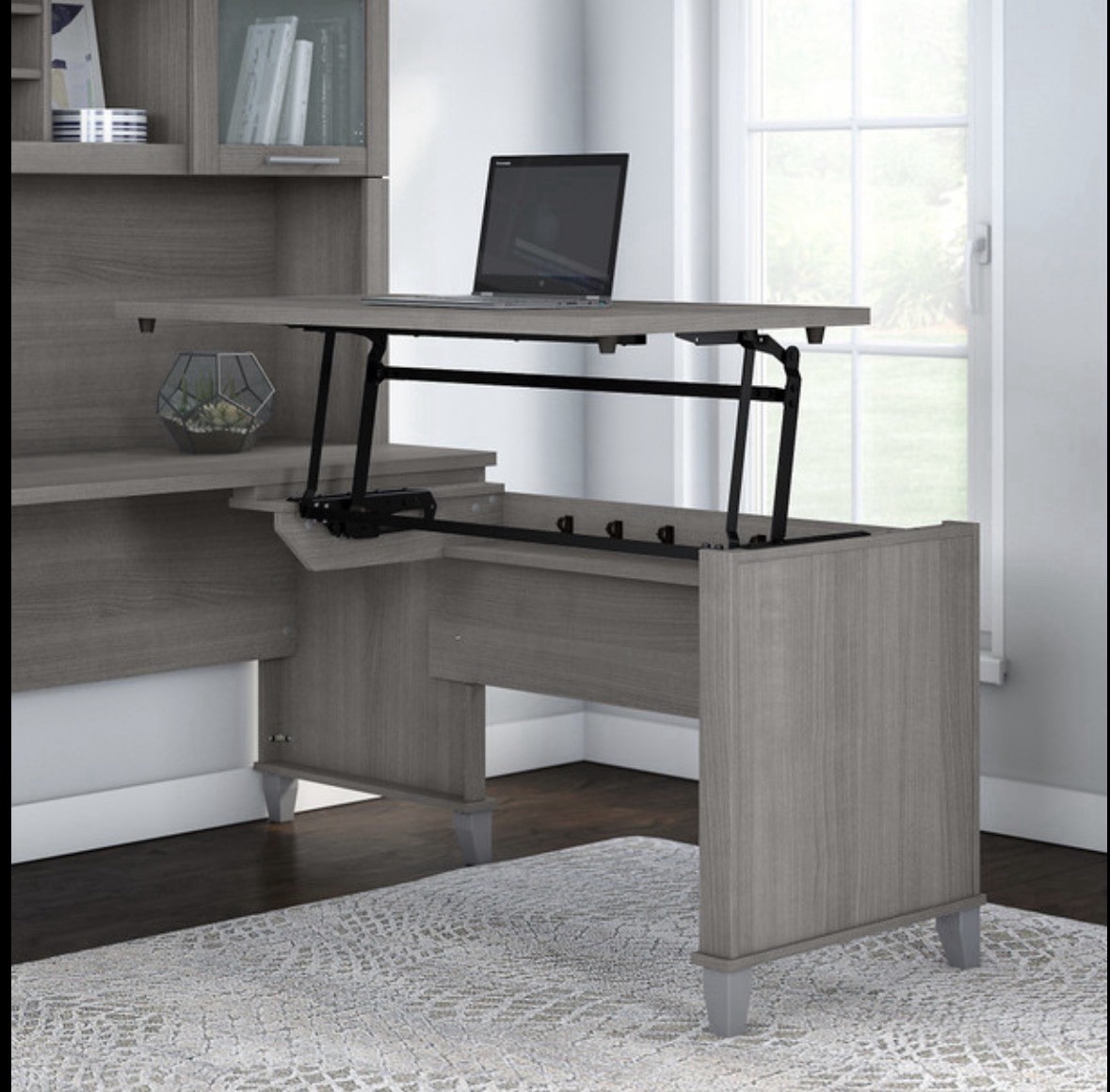 Bush Business Furniture Somerset 3 Position Sit to Stand, Platinum Gray WC81242
