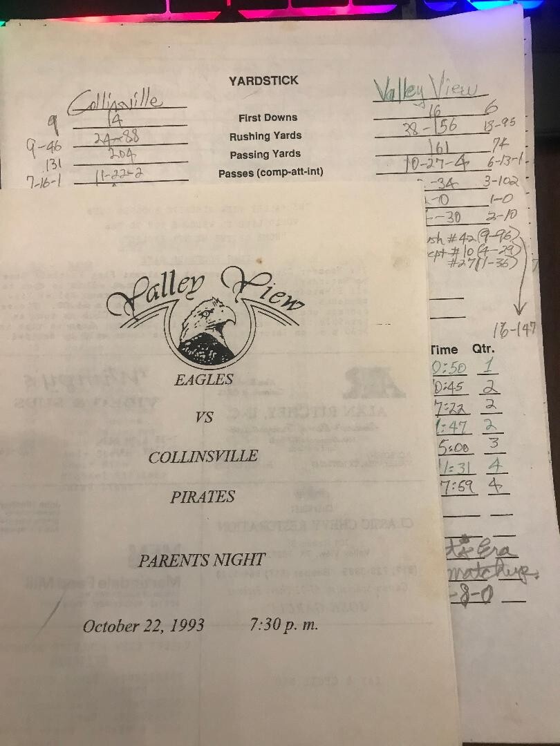 Valley View vs. Collinsville '93 District Football Game Program + BONUS ITEMS