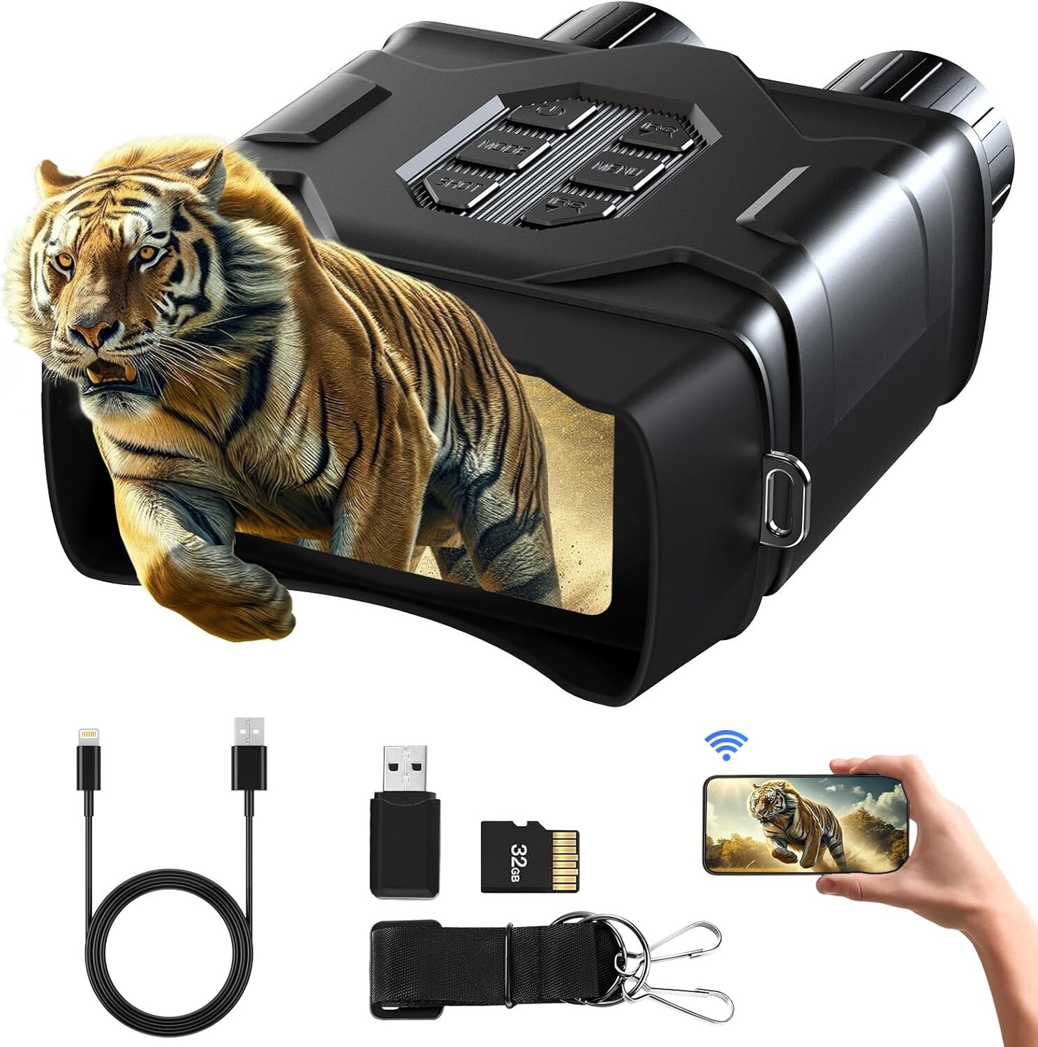 GTHUNDER 4K UHD Night Vision Goggles-Infrared Digital Goggles w/ 4" TFT [d2]