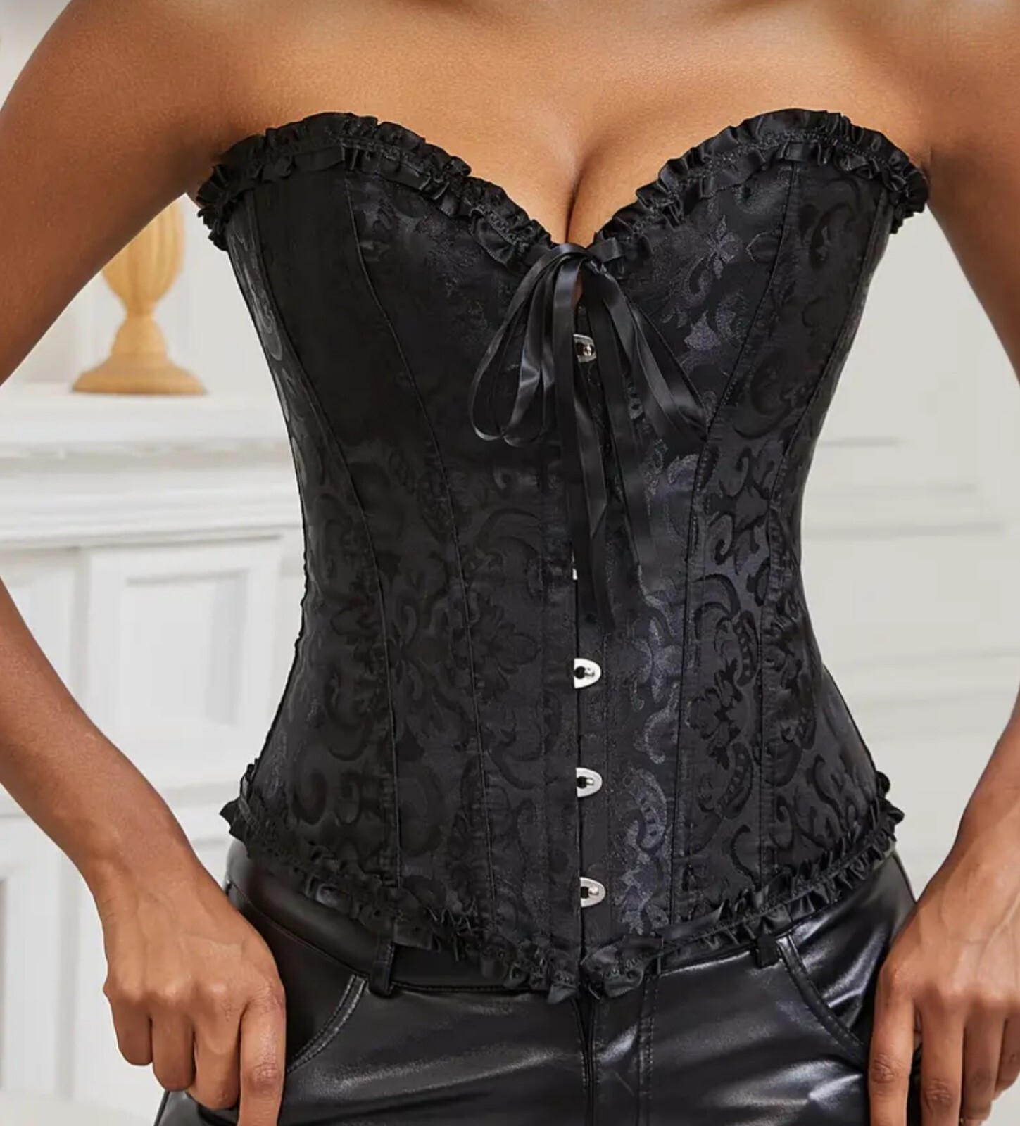 Sexi Tops Overbust Corset Side TieCorset Steel Boned Lace Up Waist Firm - M
