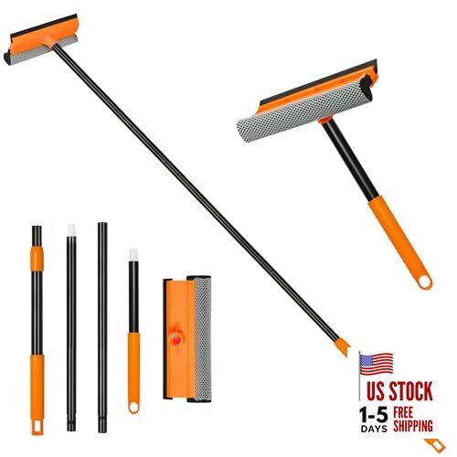 Window Squeegee for Home Cleaning, 2-in-1 Car Windshield Washer Kit with