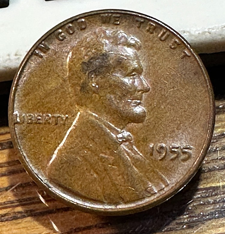 1955 Poor Man's Dbld Die  Lincoln Cent Choice BN Unc. 'Cracked Skull' Var. CHRC