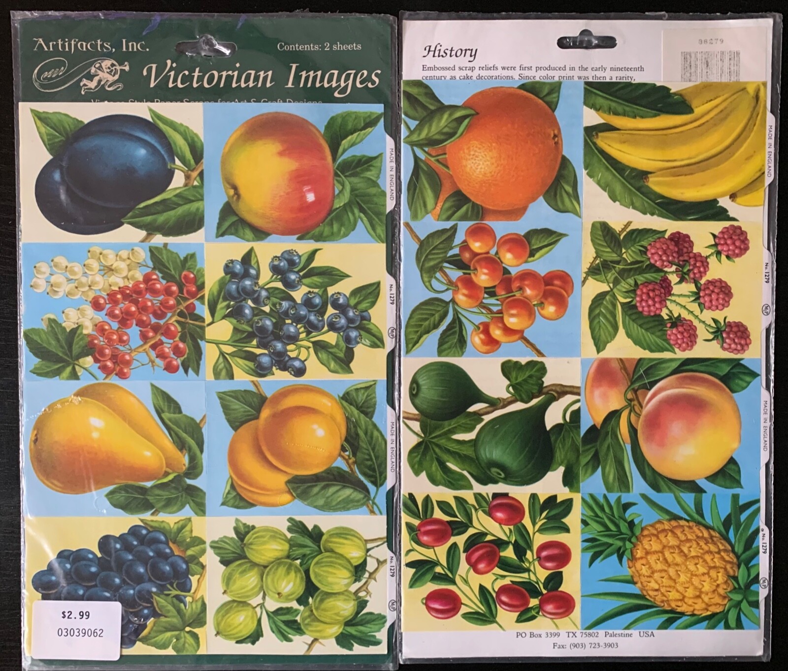 Decoupage Scrap Pictures Artifacts Victorian Images FRUIT designs NEW Made in UK