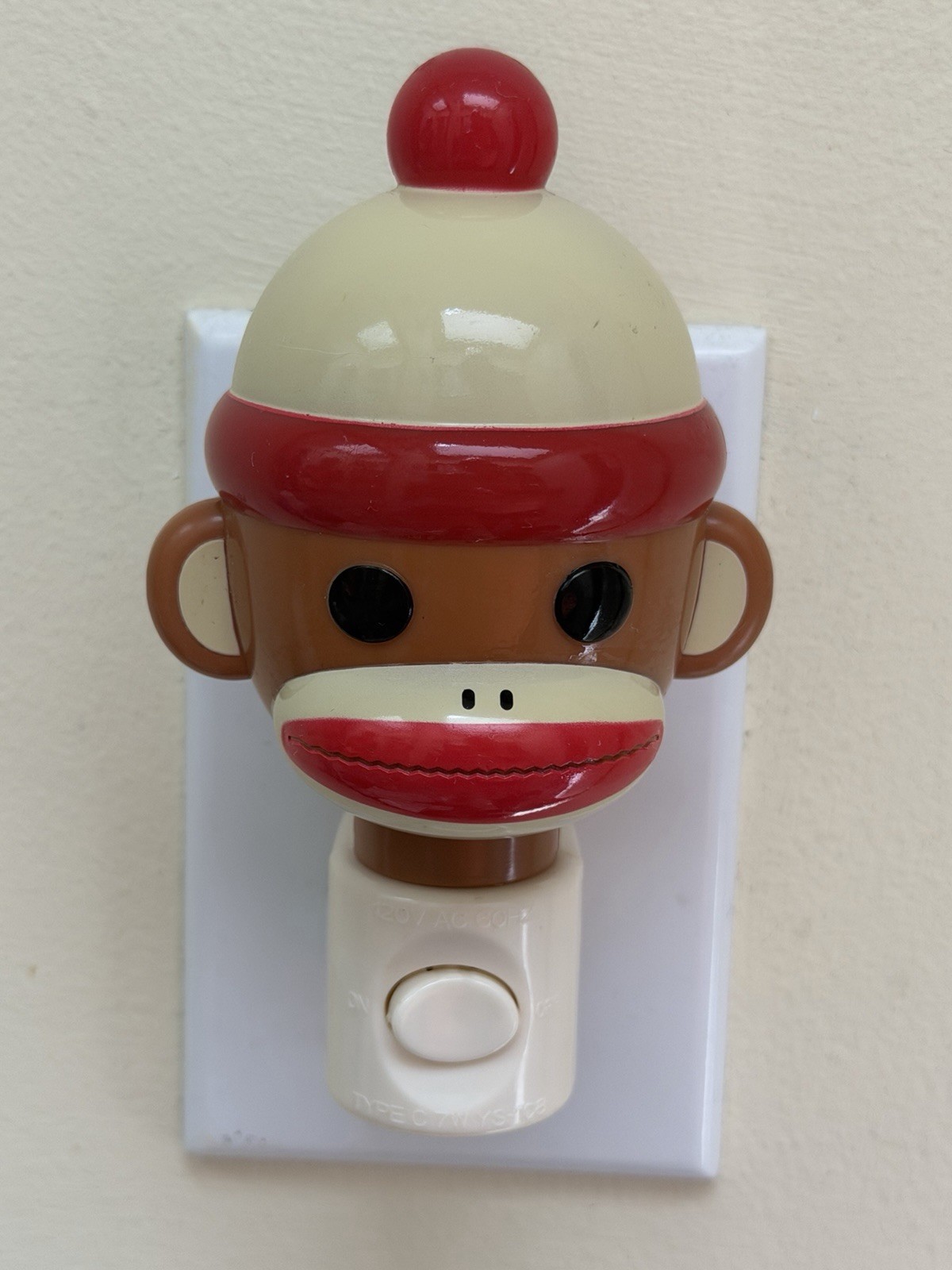 Plastic Patch Sock Monkey Night Light w/ Bulb Tested & Working