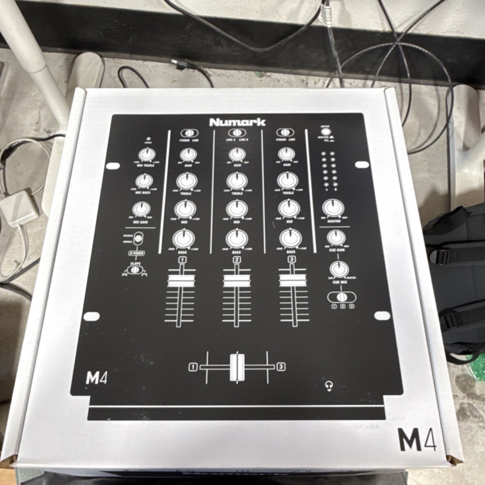 Numark M4 Three-Channel DJ Mixer, Replaceable Crossfader, 3-Band EQ, Black