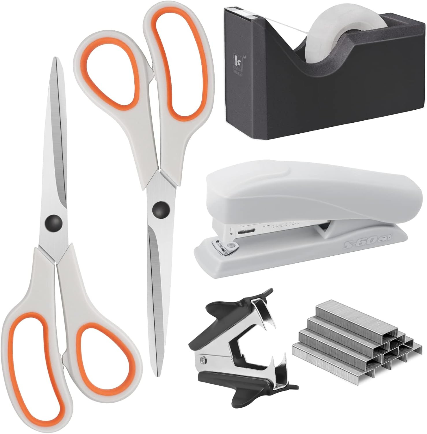 Office Supplies Kit, Desk Accessory Set, Including 2 Scissors, 1 Stapler,1000 Pi