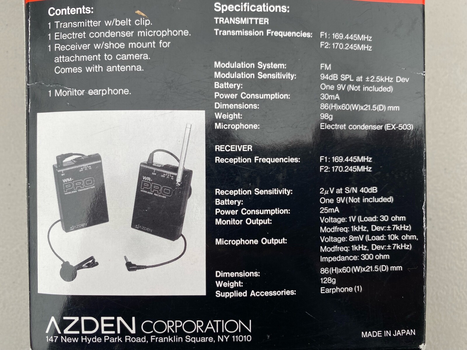 Azden WLX Pro VHF System Wireless Lapel Microphone System, excellent condition