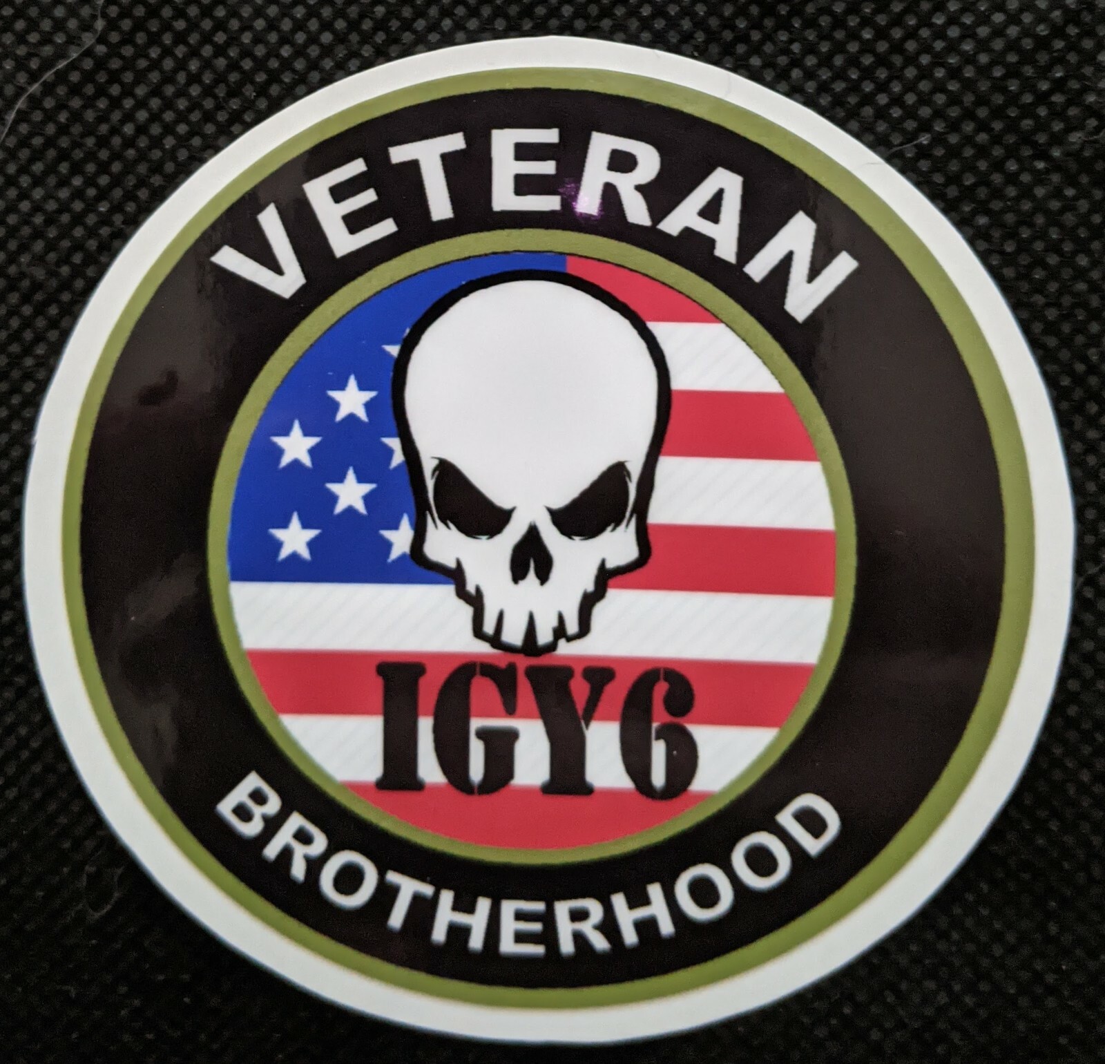 IGY6 Veteran Brotherhood Skull and American Flag 3.50 inch Truck Sticker Decal