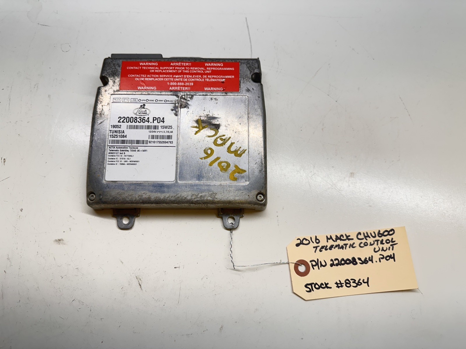 2016 Mack CHU600 Telematics Control Unit TCU 22008364.P04 TGW2 3G WiFi 22008364