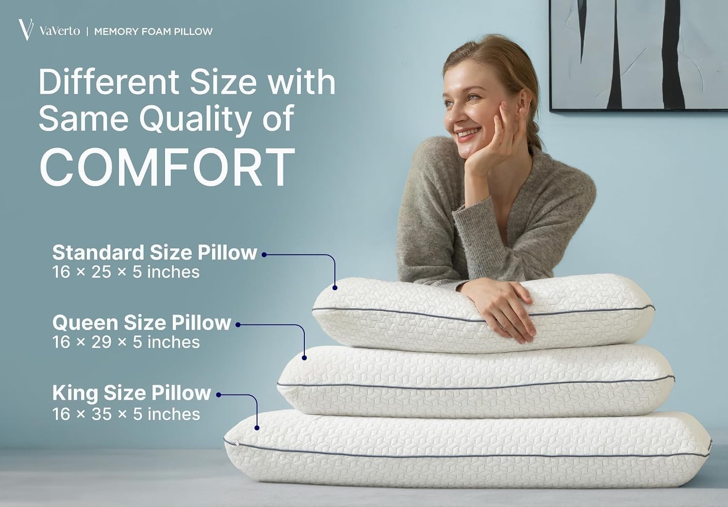 Memory Foam Pillow Standard Cooling Firm Bamboo Cover 1 Pack