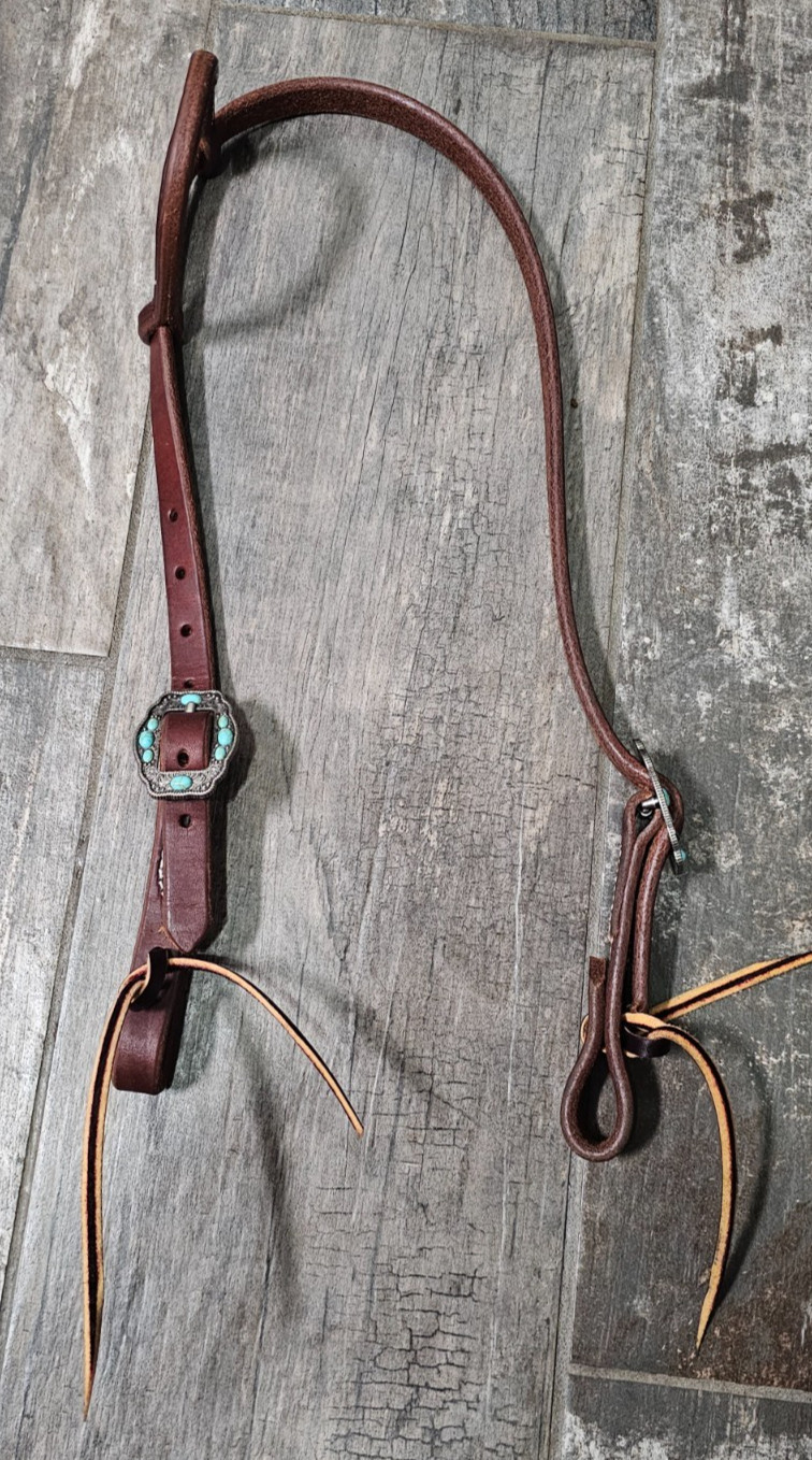 New Western Medium Oil Harness Leather One Eared Bridle w/Different Conchos