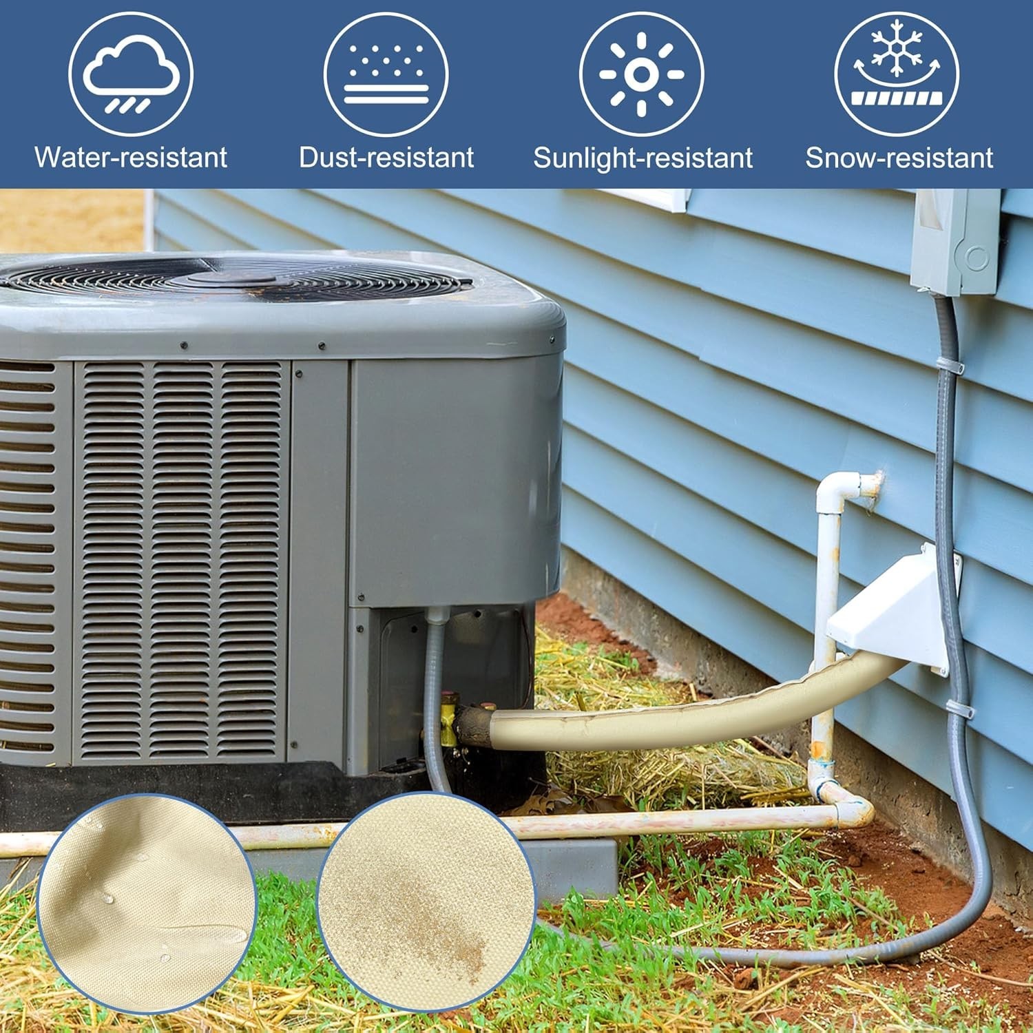 Professional-Level Khaki HVAC Pipe Insulation Sleeve, Waterproof & Durable