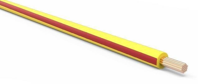 TXL Automotive Wire 18 AWG YELLOW w/ RED Stripe Bulk 25 ft Primary Copper
