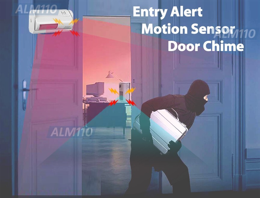 2-In-1 Motion Detection Alarm Entry Chime Alert 90dB Siren Sound Home Security