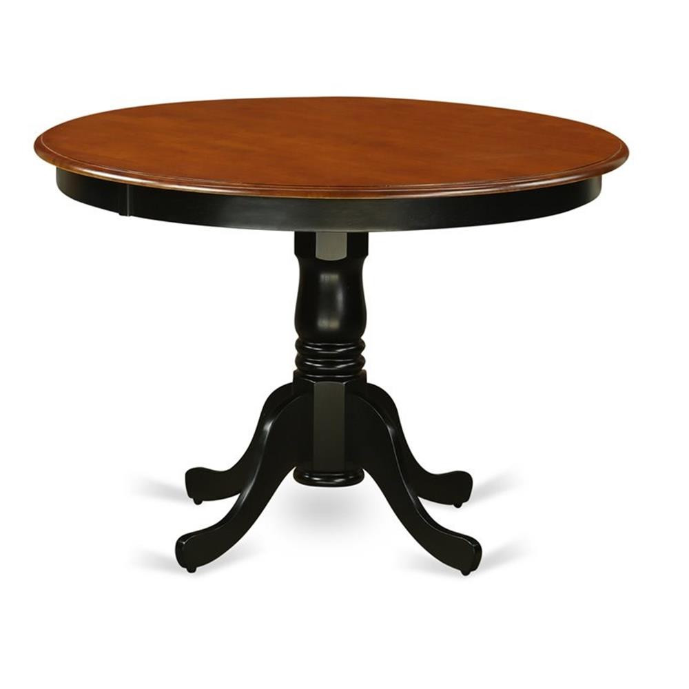 East West Furniture Hartland 3-piece Wood Dining Set with Leather Seat in Black