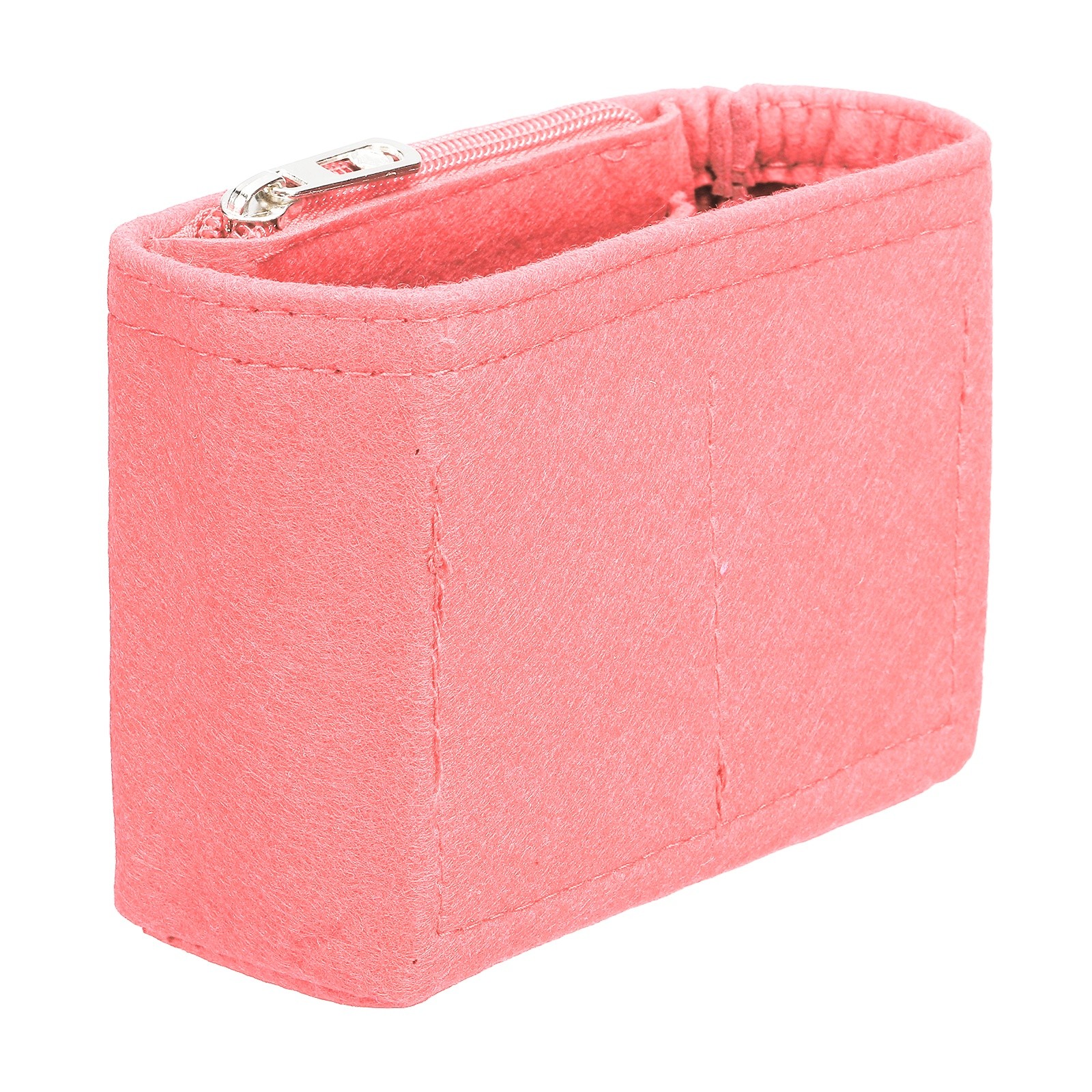 Purse Organizer Insert, Felt Handbag Shaper with Zipper, 5.3"x2"x4", Pink