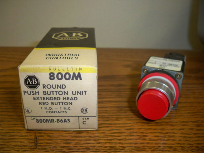 Allen Bradley 800MR-B6AS Round Red Push Button Extended Head Surplus