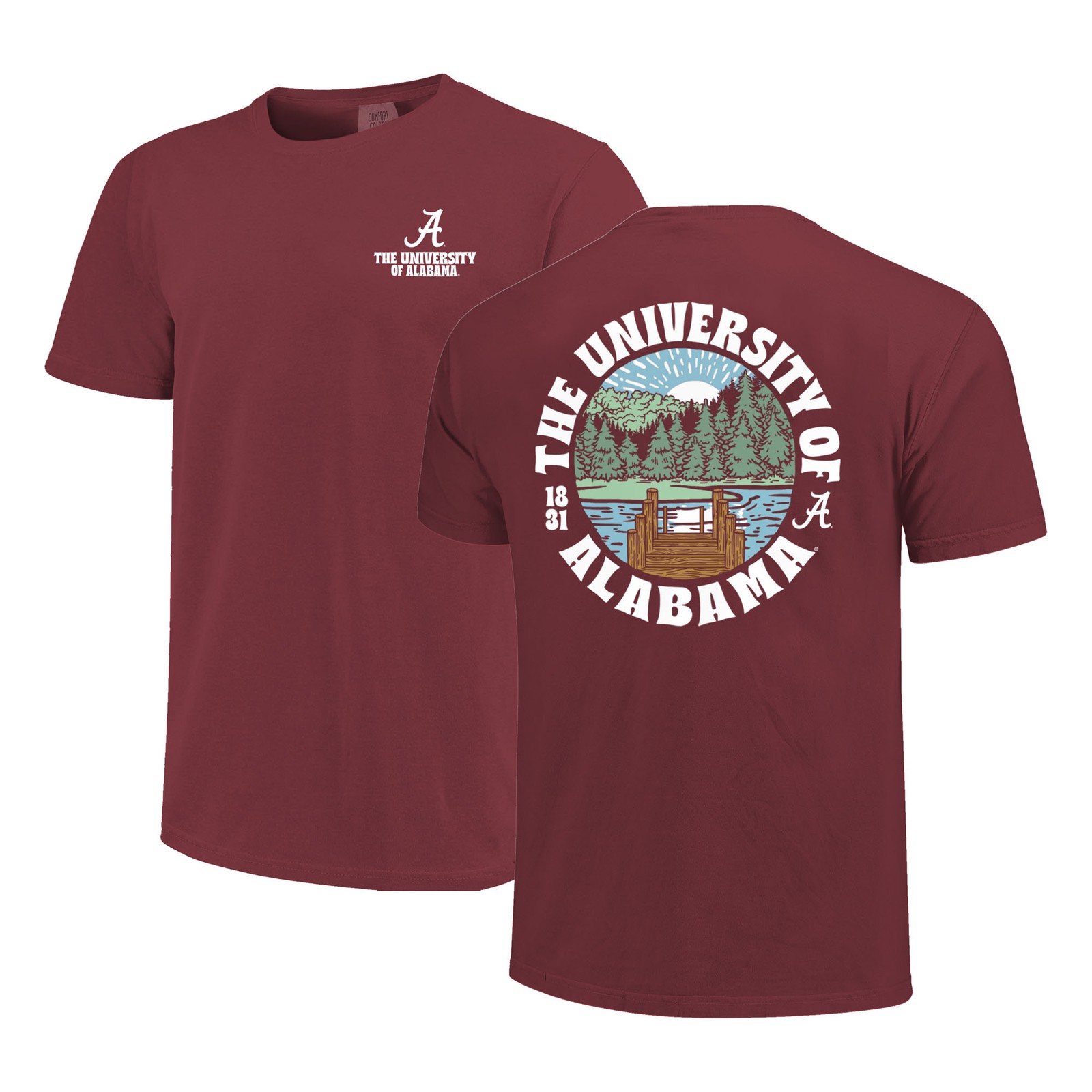 Men's  Crimson Alabama Crimson Tide Comfort Colors Thick Lined Landscape T-Shirt