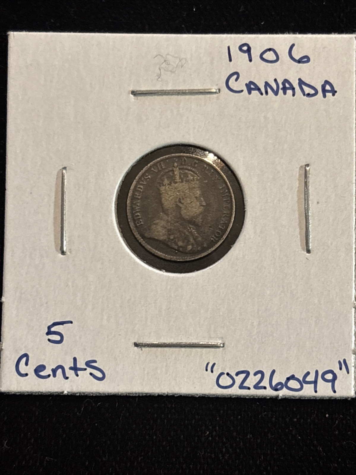 1906 Canada 5 Cents Silver “0226049” Circulated Canadian 5C