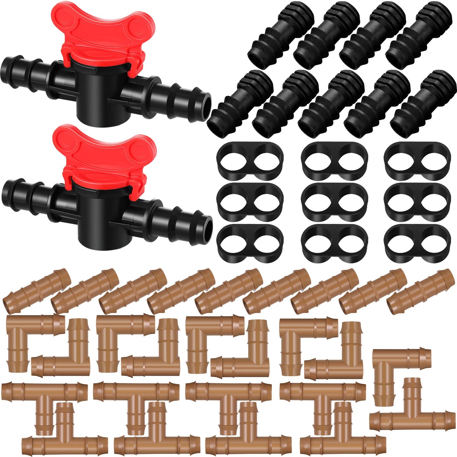 47 Pieces Drip Irrigation Fittings Kit 1/2 Inch Tubing Set 16 mm to 17