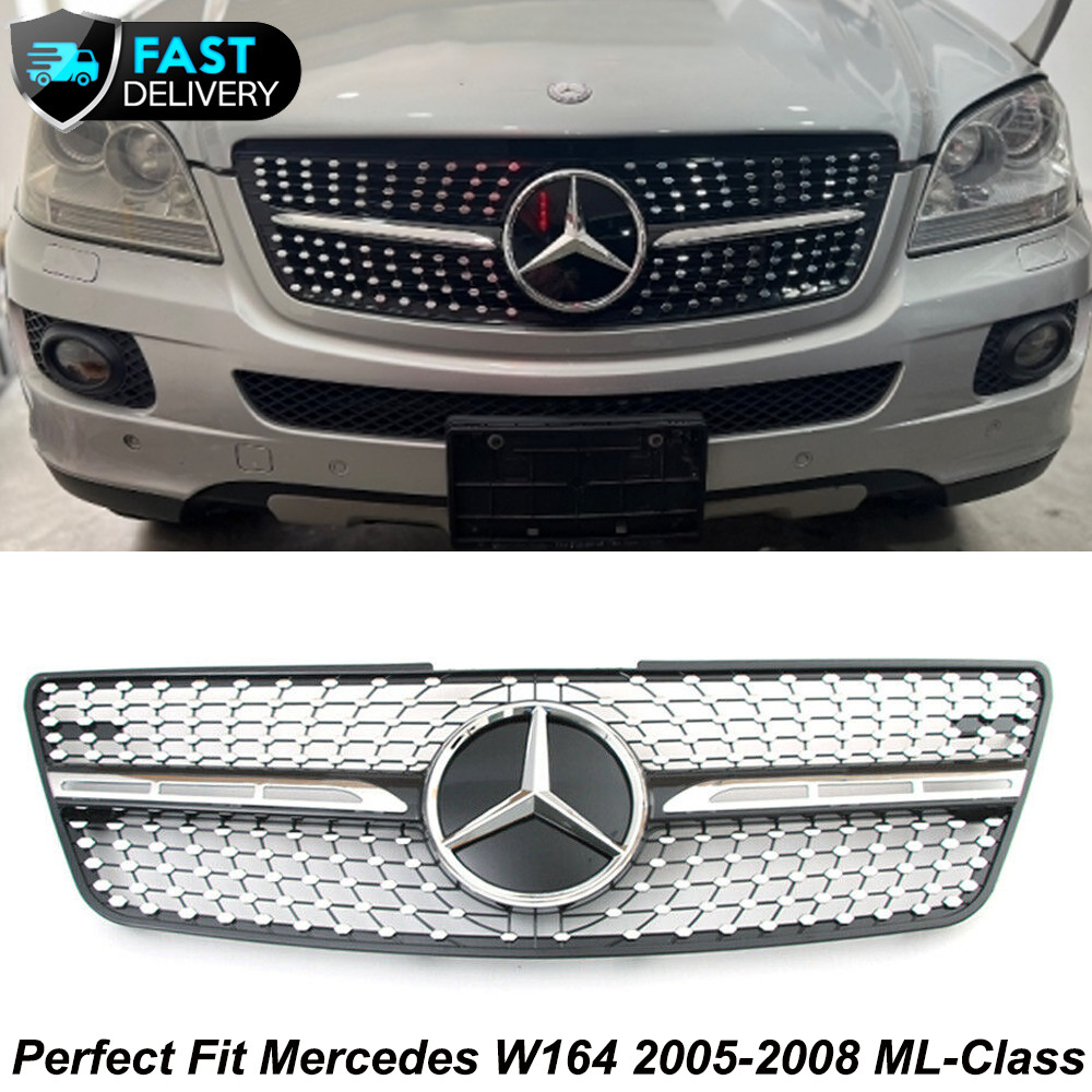 Front Grille Grill W/Emblem For Mercedes W164 ML320 ML350 ML500 ML550 2005-2008
