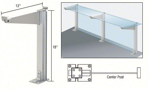 Satin Anodized 18" High Center Design Series Partition Post with a 12" Deep To