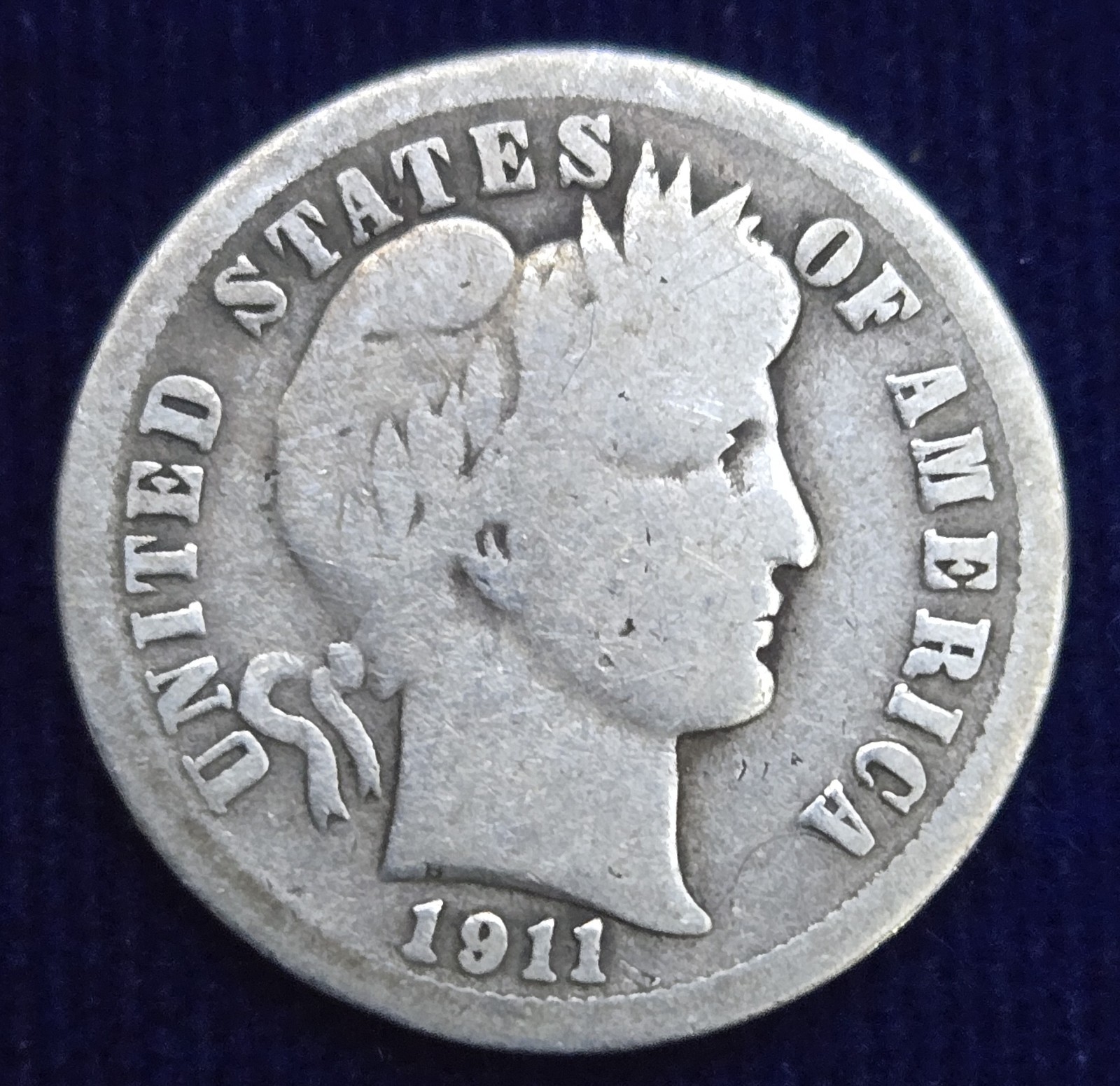 1911 Barber Silver Dime 90% Silver Vintage Collector Album Filler #13