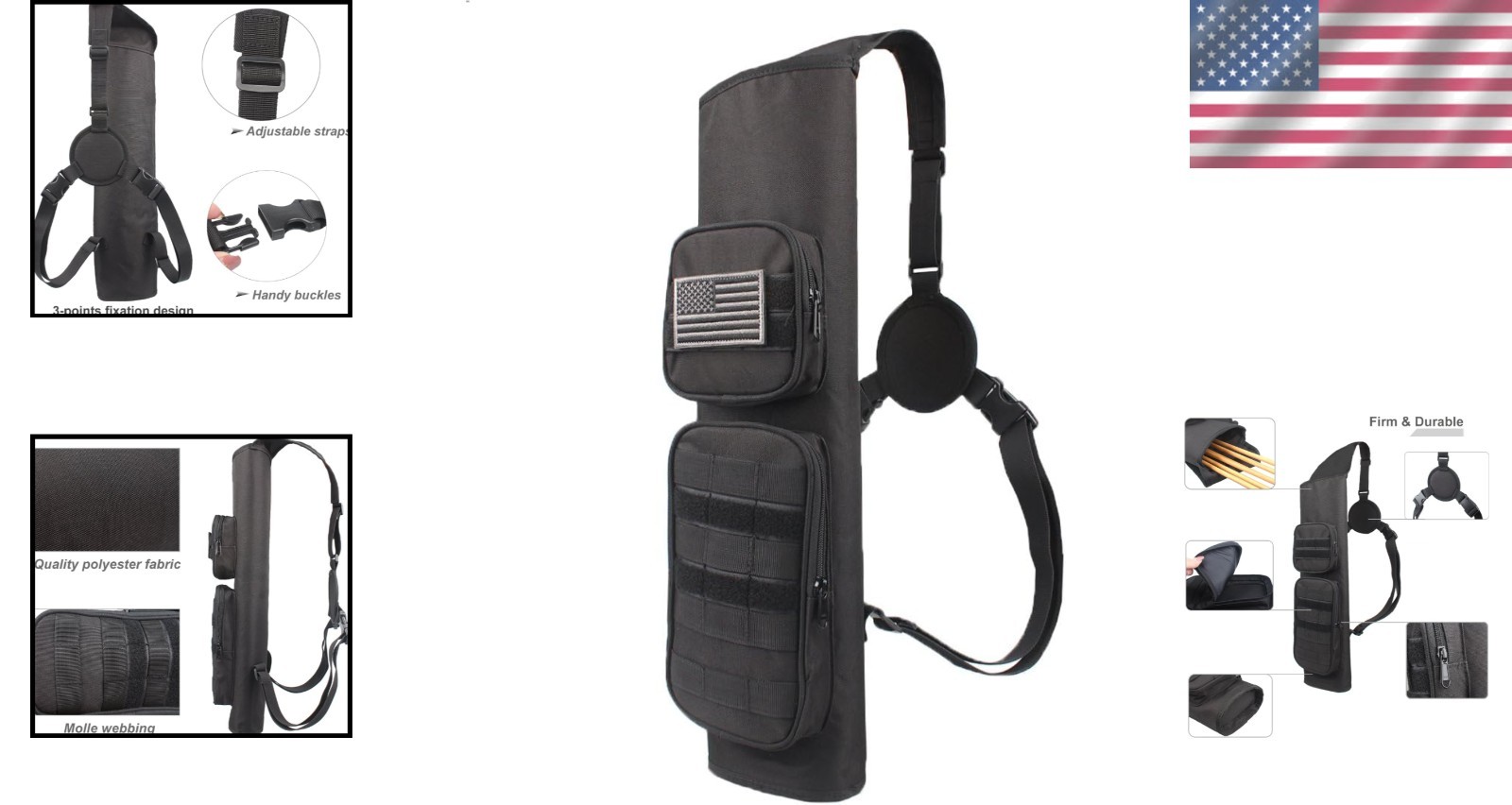 High-Quality Archery Back Quiver Bag - Adjustable Straps