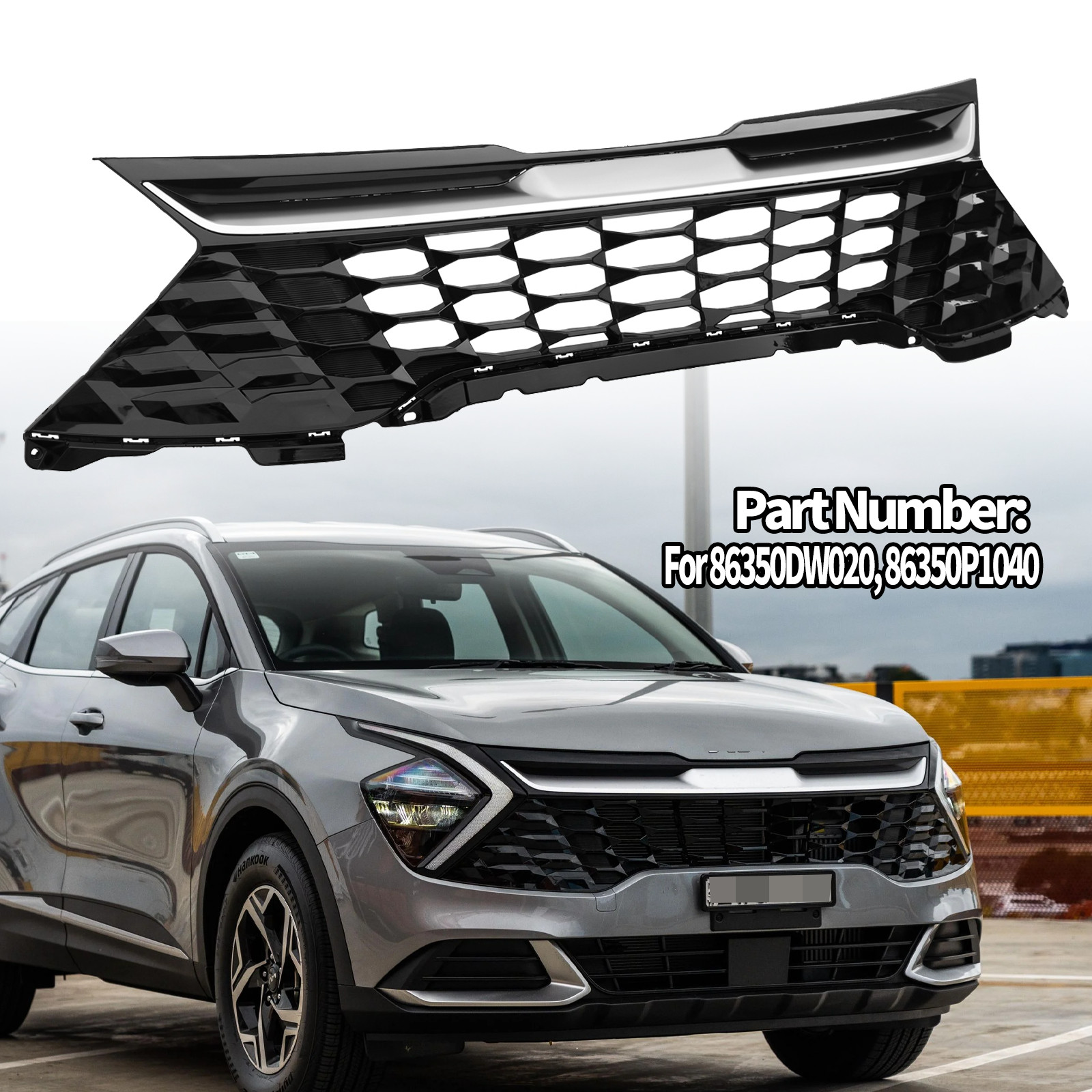 Grill For 2023 2024 Kia Sportage EX LX SX Front Upper Bumper Grille Assembly