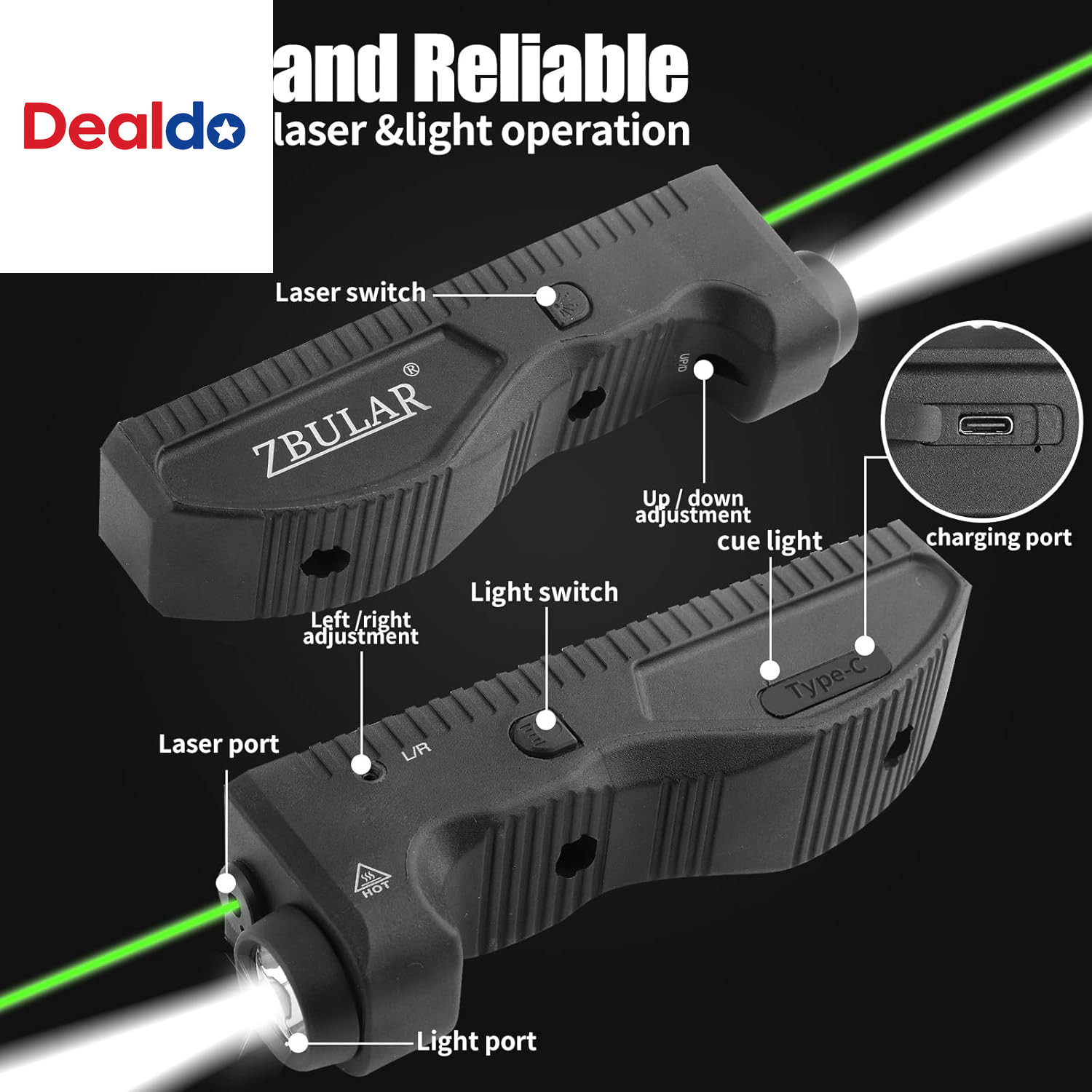 1650 Lumens Strobe Function,Light Laser Combo Compatible with M-Lok Rail Surface