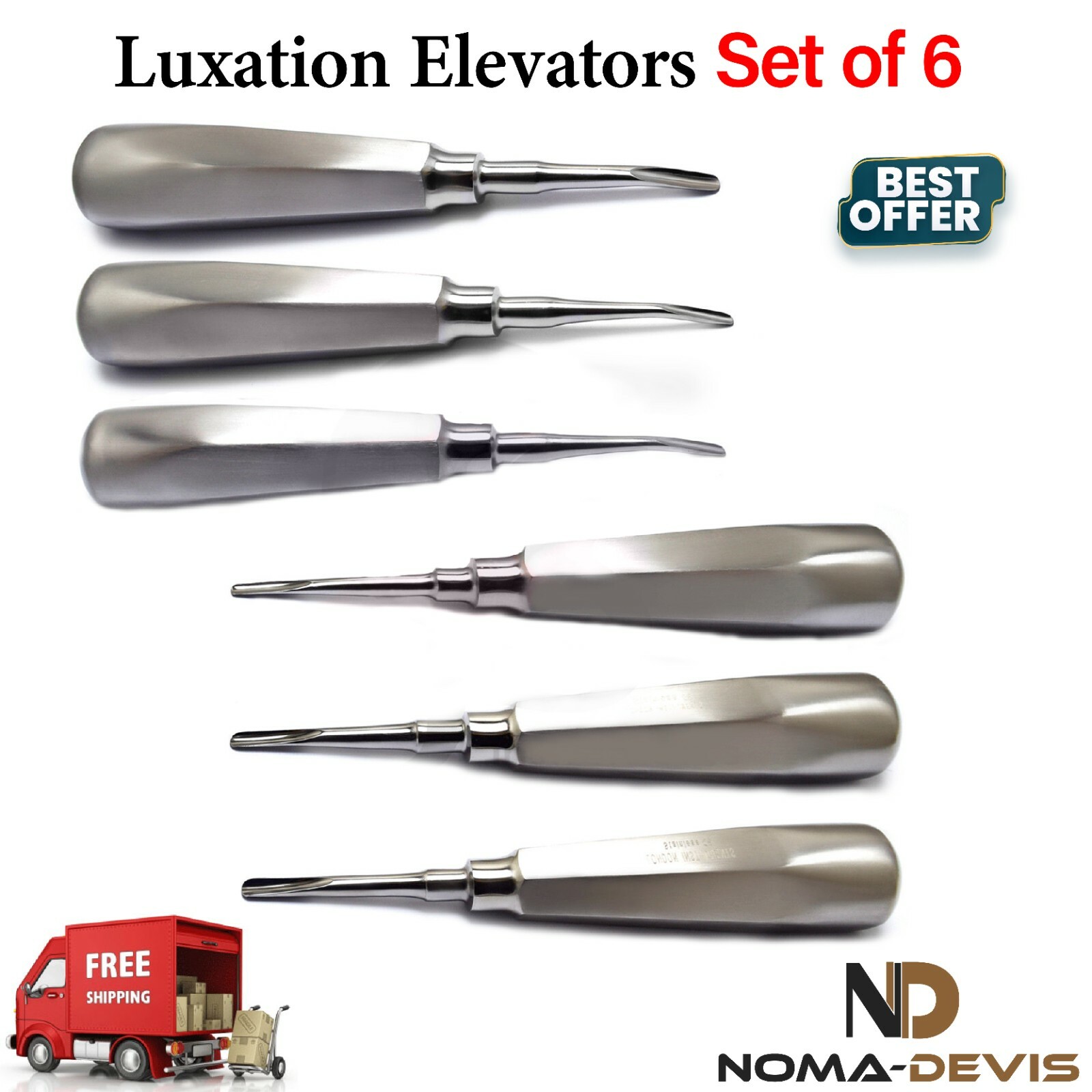 Luxation Elevators Set of 6 Root Tooth Extraction Loosening Extracting Beaden®