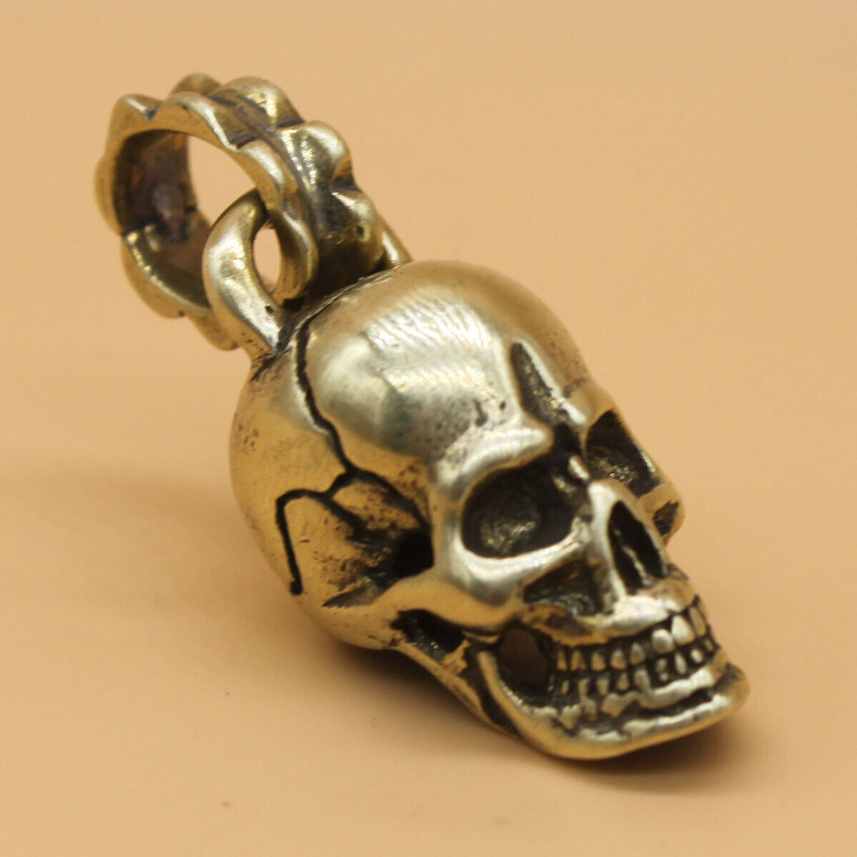 Brass Skull Keychains Keyring Skull Pendant Punk Biker Key Chain