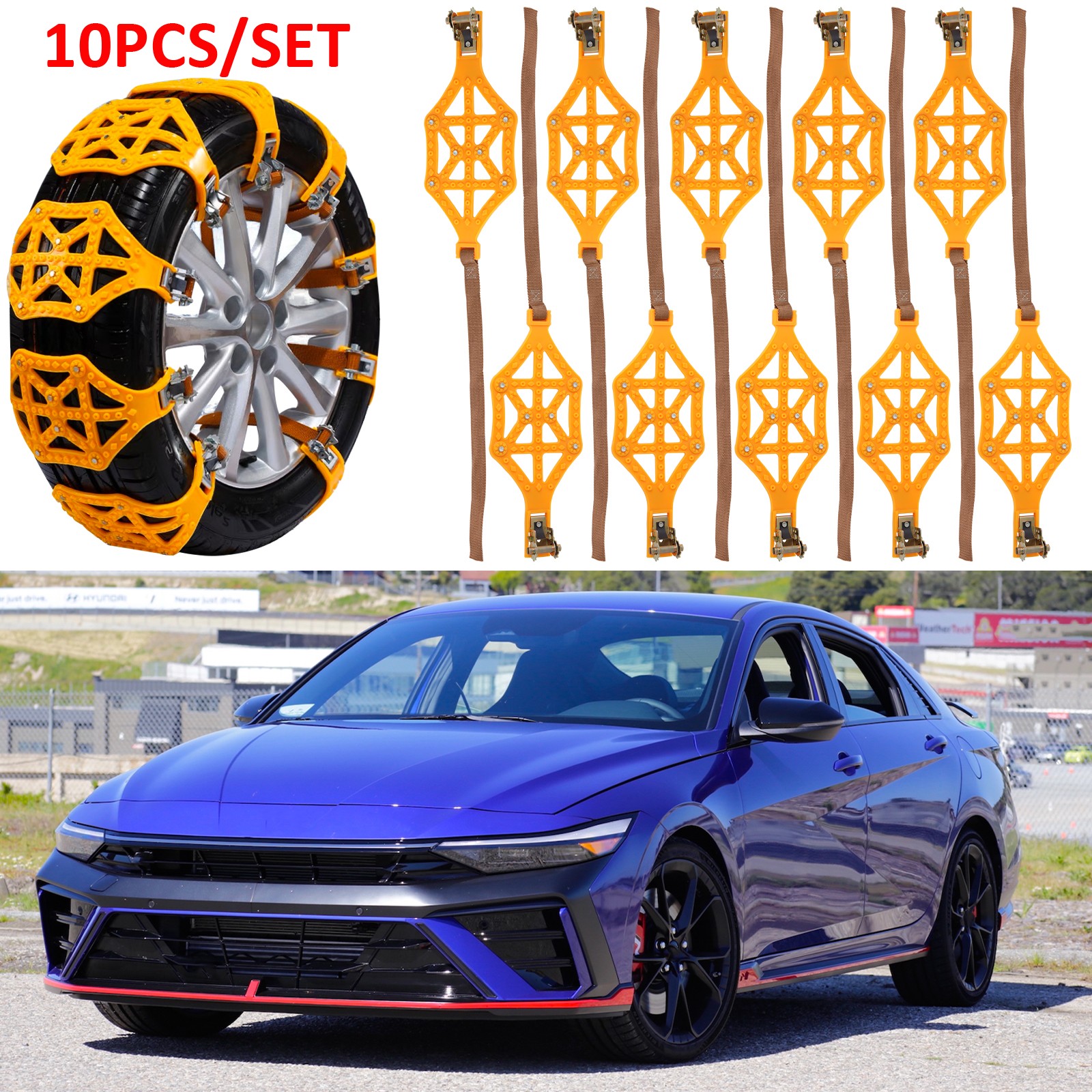 For Hyundai Elantra 10X Car Wheel Snow Tire Chain Anti Skid Winter Emergency Mud