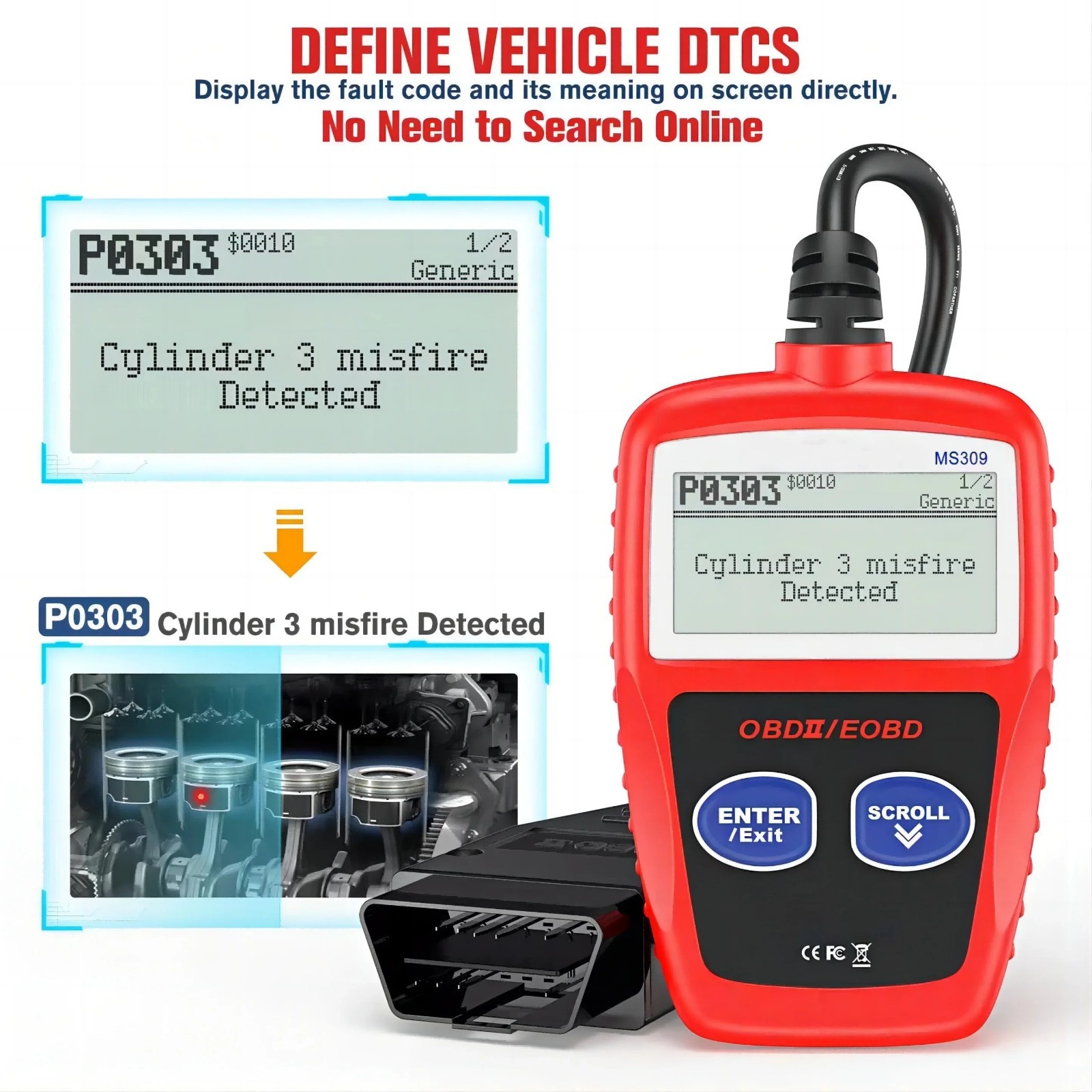 Car Fault Code Reader Engine Diagnostic Scanner Reset Tools OBD2 OBDII